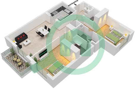 FH Residency - Planimetria del piano di 2 Camere Appartamento Tipo/unità B / UNIT 03,10 FLOOR 2-22
