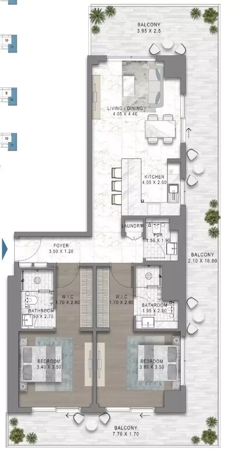 2 BR floor plan