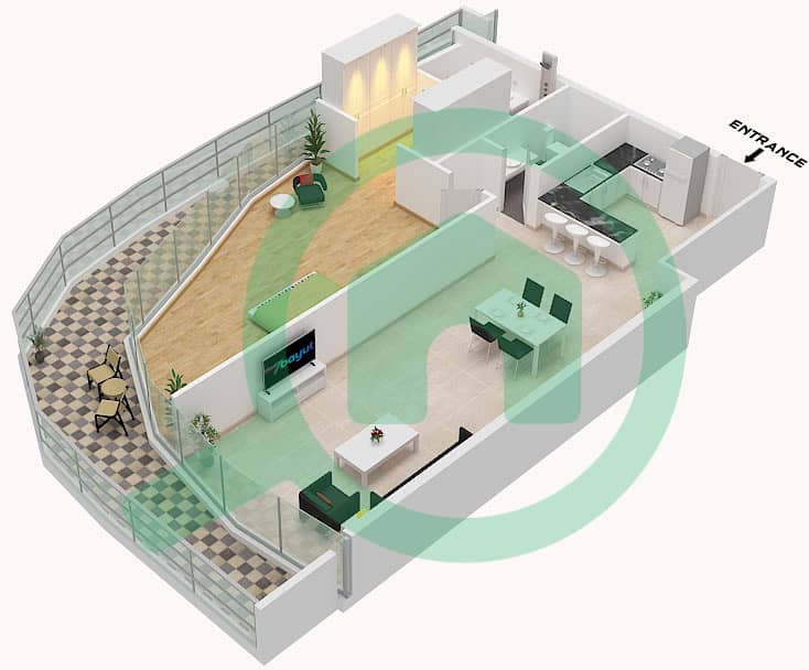 The Beach House - 1 Bedroom Apartment Unit 8 FLOOR 7 Floor plan Unit 8 Floor 7 interactive3D