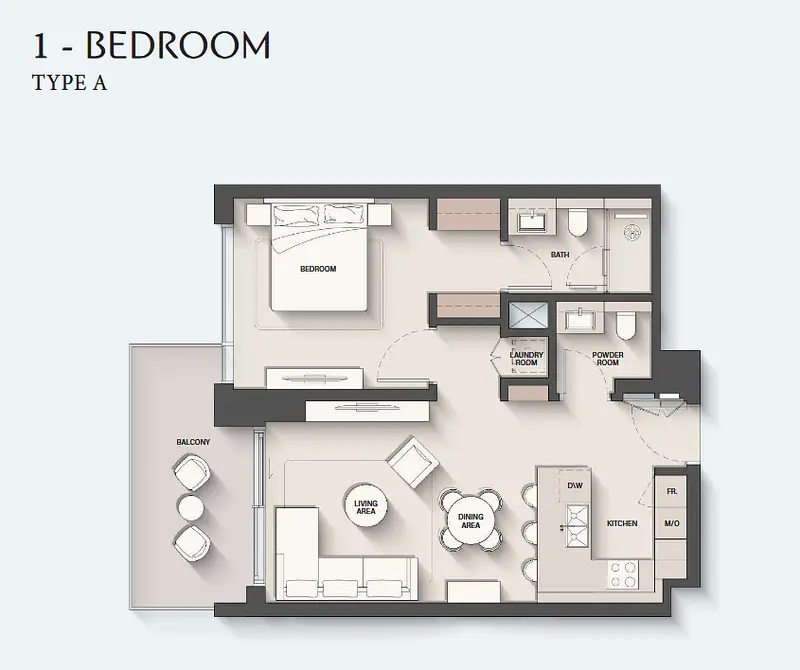 1 BR floor plan