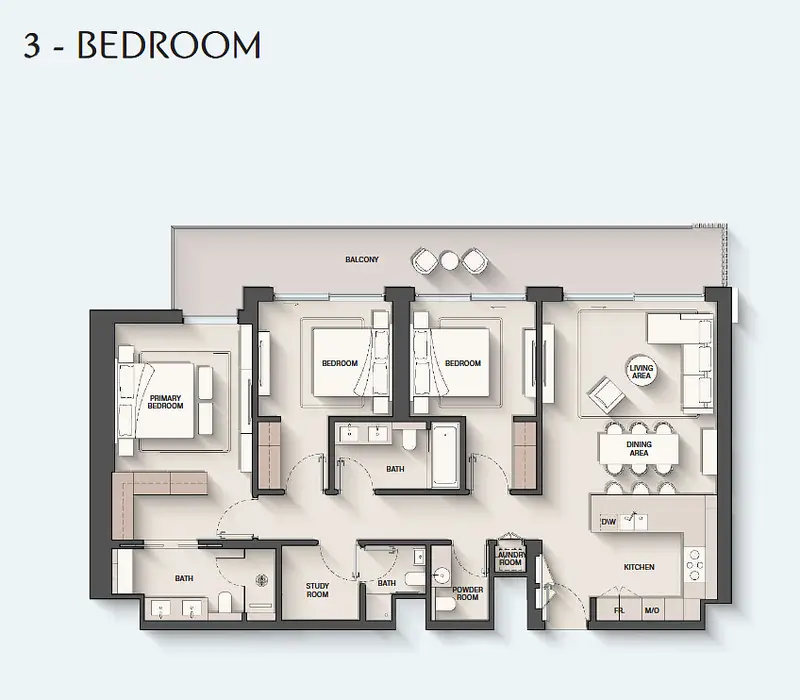 3 BR floor plan