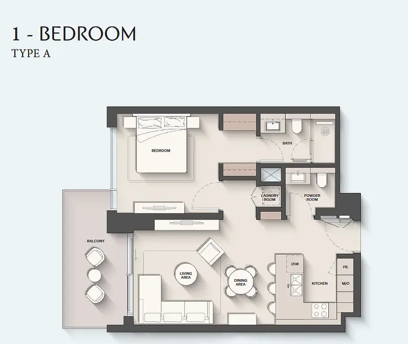 1 BR floor plan