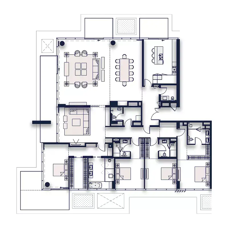 4 BR floor plan
