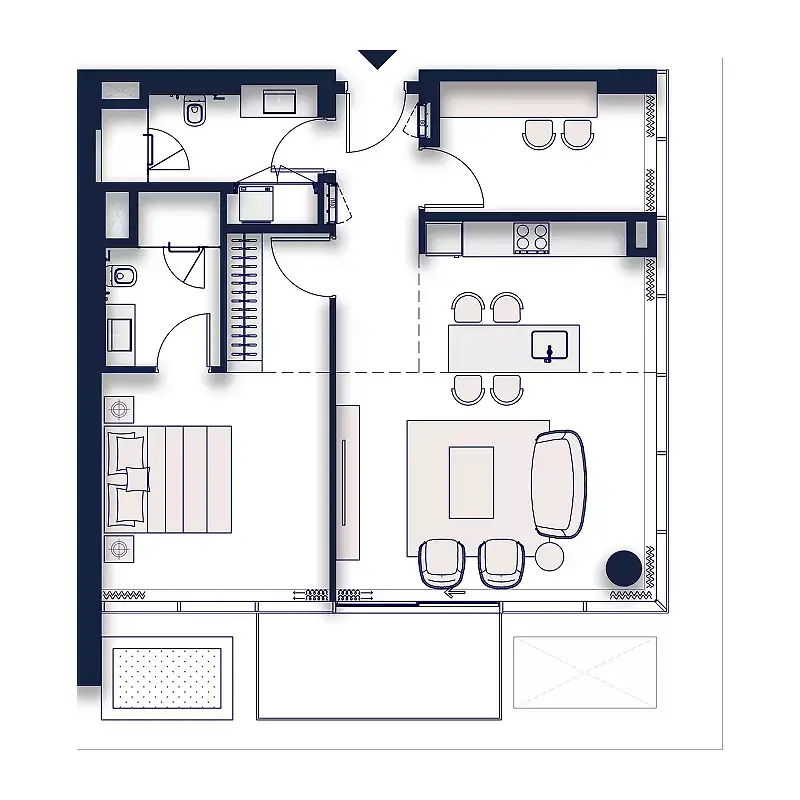 1 BR floor plan
