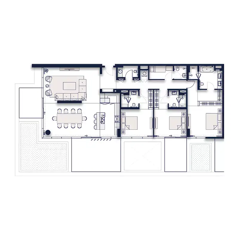 3 BR floor plan