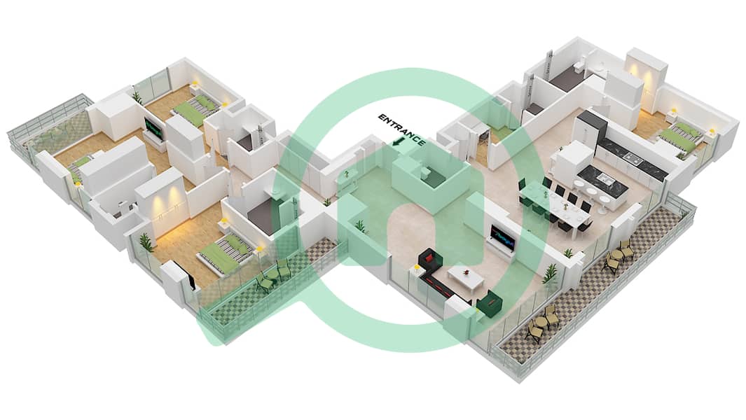 Floor plans for Type/unit B / UNIT 4 FLOOR 19-20 4-bedroom Apartments ...