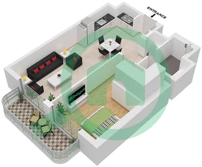 Marina Views Tower 2 - 1 Bedroom Apartment Type/unit B / UNIT 3 FLOOR 02-19 Floor plan