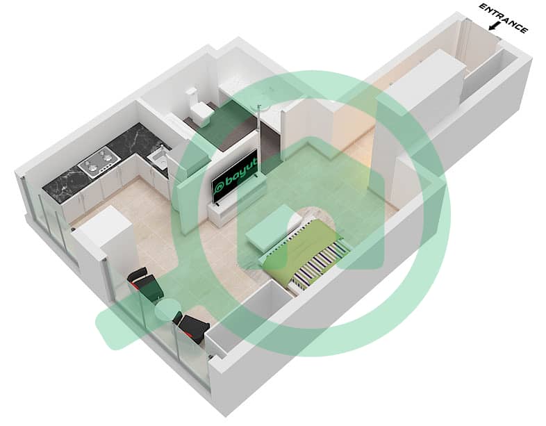 Marina Star - Studio Apartment Type B1 Floor plan Type B1 interactive3D