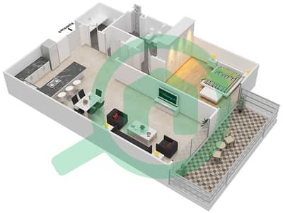 المخططات الطابقية لتصميم النموذج A3 شقة 1 غرفة نوم - شقق هارتلاند جاردن