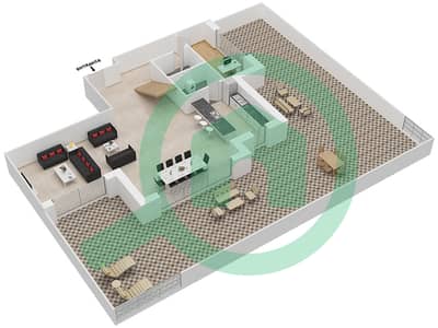 المخططات الطابقية لتصميم النموذج C FLOOR 7,8 شقة 2 غرفة نوم - شقق هارتلاند جاردن