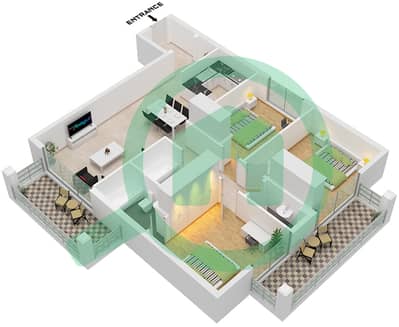 Glitz 3 Tower 1 - 3 Bedroom Apartment Type/unit T01 / UNIT 1 Floor plan