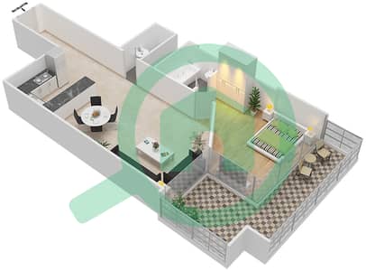 市中心精英住宅 - 1 卧室公寓类型F戶型图