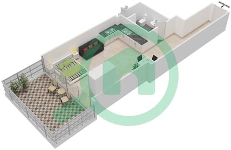 Elite 1 Downtown Residence - Studio Apartments Type L Floor plan