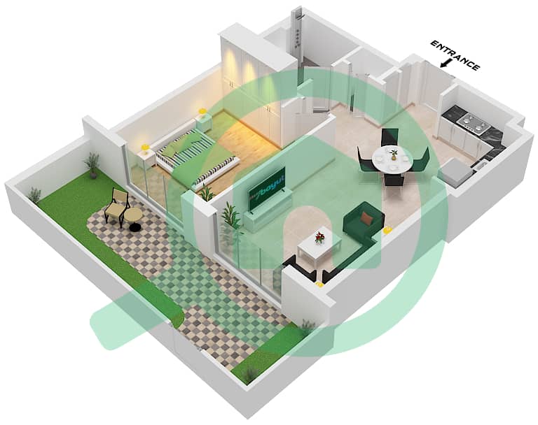 Type A.3 Unit 5 Floor 1 Marina Cove - Planimetria del piano di 1 Camera Appartamento Tipo/unità A.3 / UNIT 5 FLOOR 1 Type A.3 Unit 5 Floor 1 interactive3D