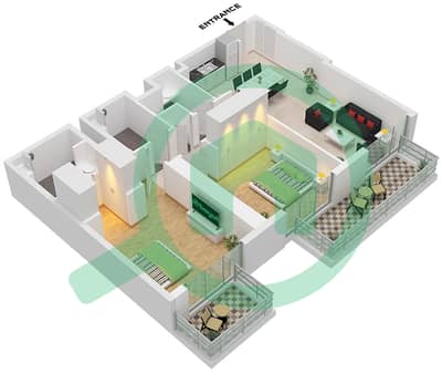 Marina Cove - Planimetria del piano di 2 Camere Appartamento Tipo/unità A.2 / UNIT 2,3 FLOOR 1-23 Marina Cove - Planimetria del piano di 2 Camere Appartamento Tipo/unità A.2 / UNIT 2,3 FLOOR 1-23