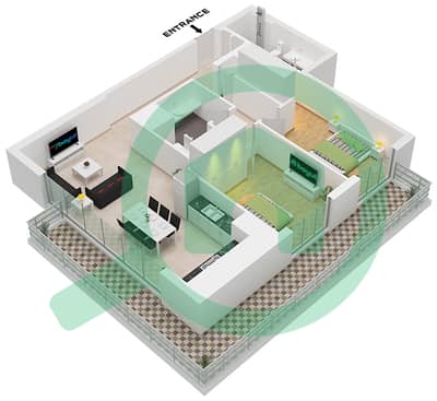 Marina Cove - Planimetria del piano di 2 Camere Appartamento Tipo/unità B.1 / UNIT 9 FLOOR 2-22 Marina Cove - Planimetria del piano di 2 Camere Appartamento Tipo/unità B.1 / UNIT 9 FLOOR 2-22