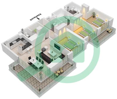 Marina Cove - Planimetria del piano di 3 Camere Appartamento Tipo/unità A.2 / UNIT 3,4 FLOOR 1-23 Marina Cove - Planimetria del piano di 3 Camere Appartamento Tipo/unità A.2 / UNIT 3,4 FLOOR 1-23