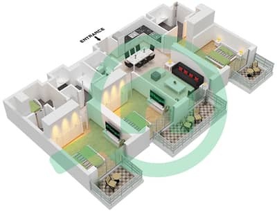 Marina Cove - Planimetria del piano di 3 Camere Appartamento Tipo/unità B.2 / UNIT 5 FLOOR 25-28 Marina Cove - Planimetria del piano di 3 Camere Appartamento Tipo/unità B.2 / UNIT 5 FLOOR 25-28