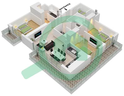 Marina Cove - Planimetria del piano di 3 Camere Appartamento Tipo/unità C.1 / UNIT 6 FLOOR 25-28 Marina Cove - Planimetria del piano di 3 Camere Appartamento Tipo/unità C.1 / UNIT 6 FLOOR 25-28