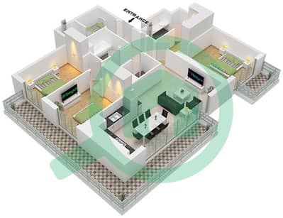 Marina Cove - Planimetria del piano di 3 Camere Appartamento Tipo/unità C.2 / UNIT 4 FLOOR 25-28 Marina Cove - Planimetria del piano di 3 Camere Appartamento Tipo/unità C.2 / UNIT 4 FLOOR 25-28