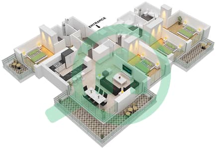 Marina Cove - Planimetria del piano di 4 Camere Appartamento Tipo/unità A.1 / UNIT 3 FLOOR 25-28 Marina Cove - Planimetria del piano di 4 Camere Appartamento Tipo/unità A.1 / UNIT 3 FLOOR 25-28
