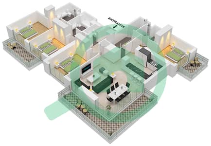 Marina Cove - Planimetria del piano di 4 Camere Appartamento Tipo/unità A.2 / UNIT 1 FLOOR 25-29 Marina Cove - Planimetria del piano di 4 Camere Appartamento Tipo/unità A.2 / UNIT 1 FLOOR 25-29