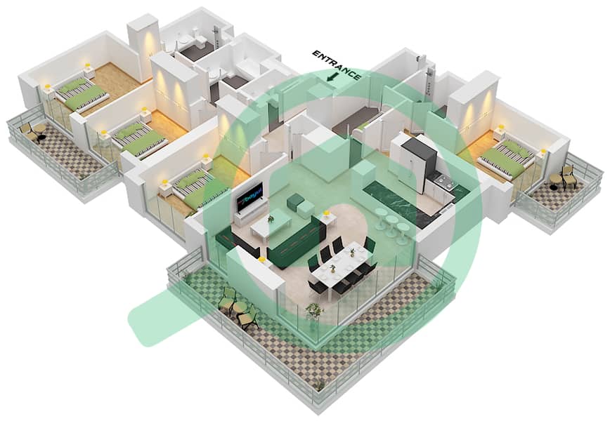 Type A.2 Unit 1 Floor 25-29 Marina Cove - 4 Bedroom Apartment Type/unit A.2 / UNIT 1 FLOOR 25-29 Floor plan Type A.2 Unit 1 Floor 25-29 interactive3D