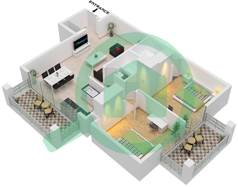 Type T09 Unit 11-12 Glitz 3 Tower 2 - 2 Bedroom Apartment Type/unit T09 / UNIT 11 Floor plan Type T09 Unit 11-12 interactive3D