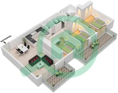 Glitz 3 Tower 2 - 3 Bedroom Apartment Type/unit T10 / UNIT 13 Floor plan
