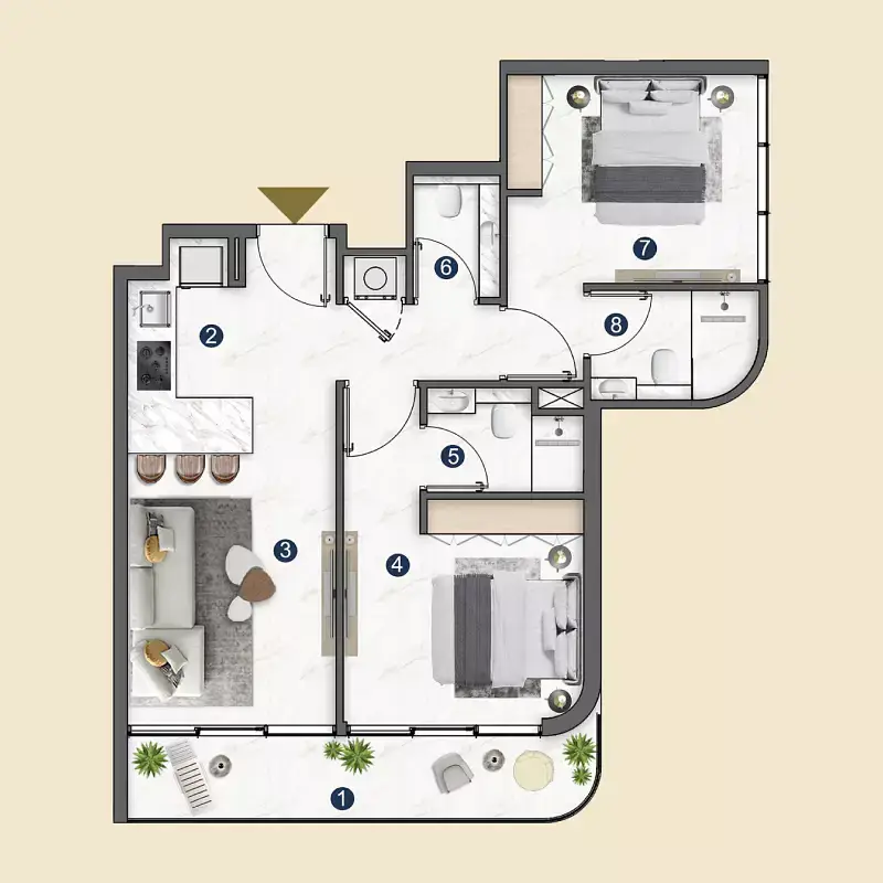 2 BR floor plan