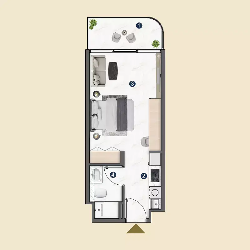 0 BR floor plan