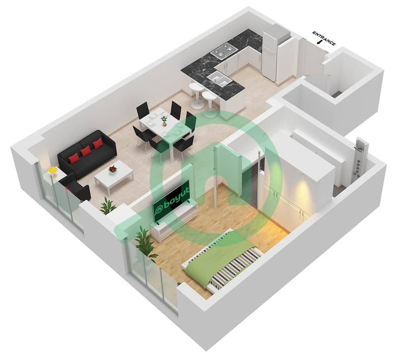Marco Polo Tower - 1 Bedroom Apartment Type C Floor plan Type C interactive3D
