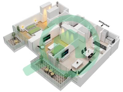 Nobles Tower - 2 Bedroom Apartment Type 11 FLOOR 2-18,20-41 Floor plan