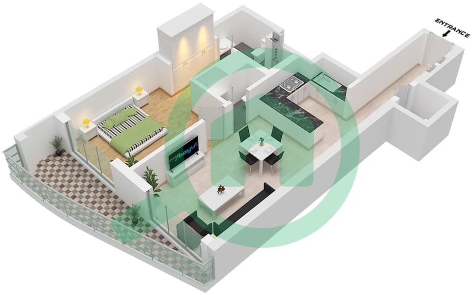 330 Riverside Crescent - 1 Bedroom Apartment Type/unit C / UNIT 08 FLOOR 06,20 Floor plan Type C Unit 08 Floor 06,20,32,45 interactive3D