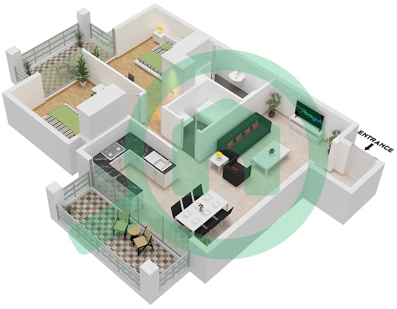 Type T13 Unit 20-21 Glitz 3 Tower 2 - 2 Bedroom Apartment Type/unit T13 Floor plan Type T13 Unit 20-21 interactive3D
