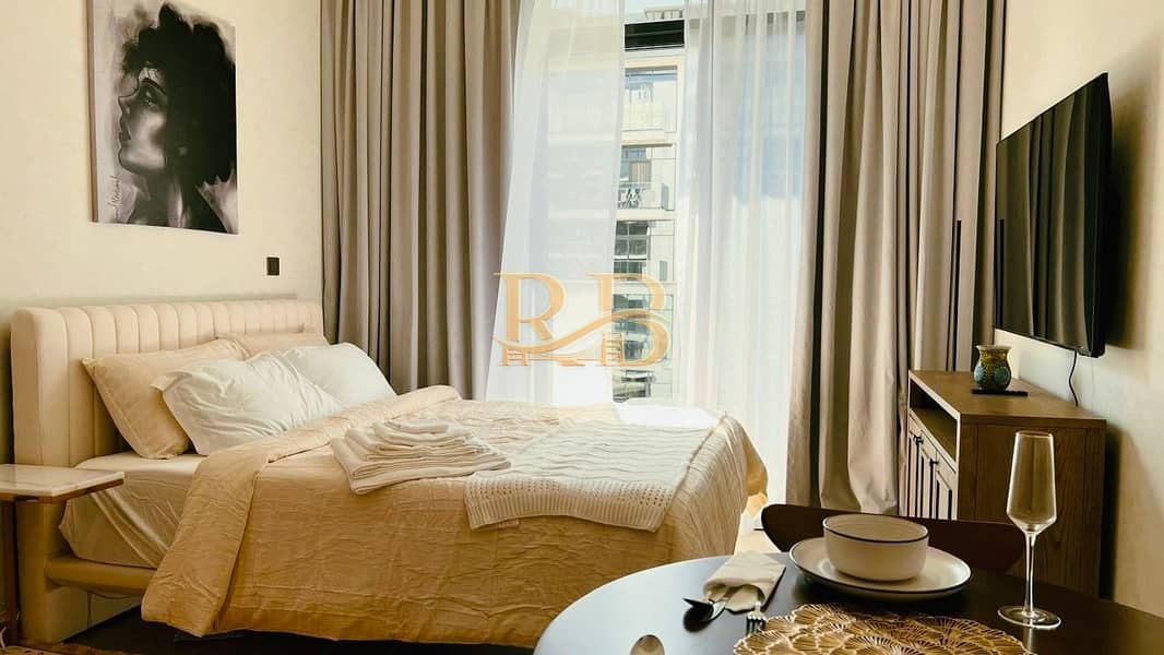 Stunning Furnished Studio || 7K Monthly with Bills || Pool View || Middle Floor || Ready To Move