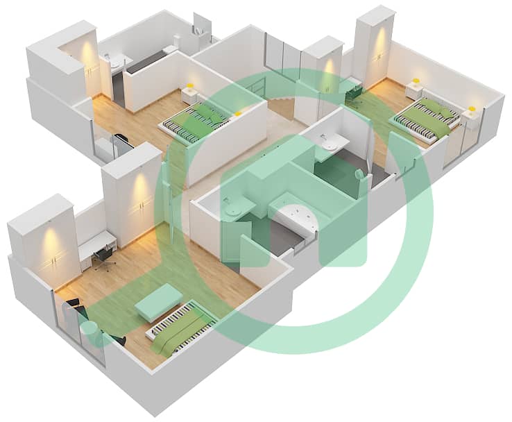 المخططات الطابقية لتصميم النموذج SAWGRASS فیلا 4 غرف نوم - ويسبرنج باينز First Floor image3D