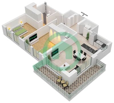 Anbar Residences - Plano de planta de 2 habitaciones Apartamento Tipo/unidad H / UNIT 9 FLOOR 1-9 Anbar Residences - Plano de planta de 2 habitaciones Apartamento Tipo/unidad H / UNIT 9 FLOOR 1-9