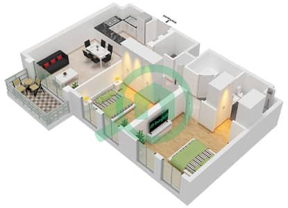 Anbar Residences - Plano de planta de 2 habitaciones Apartamento Tipo/unidad F / UNIT 7,8 FLOOR 1-9 Anbar Residences - Plano de planta de 2 habitaciones Apartamento Tipo/unidad F / UNIT 7,8 FLOOR 1-9