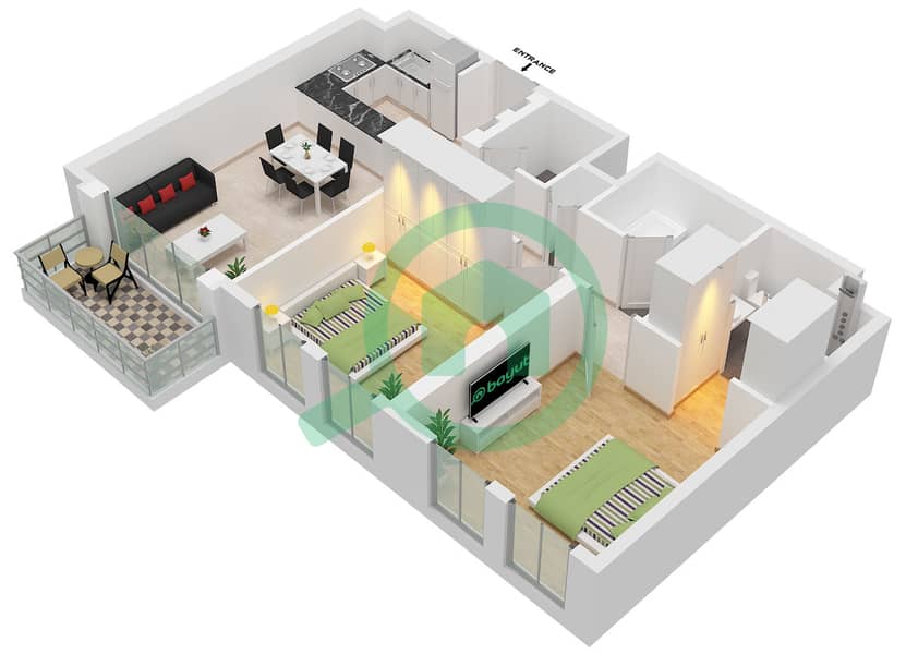 Type F Unit 7 Floor 2-9
Unit 8 Floor 1-9 Anbar Residences - Planimetria del piano di 2 Camere Appartamento Tipo/unità F / UNIT 7,8 FLOOR 1-9 Type F Unit 7 Floor 2-9
Unit 8 Floor 1-9 interactive3D