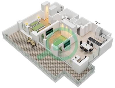 Anbar Residences - Plano de planta de 2 habitaciones Apartamento Tipo/unidad M / UNIT 15 FLOOR 1 Anbar Residences - Plano de planta de 2 habitaciones Apartamento Tipo/unidad M / UNIT 15 FLOOR 1