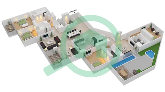 谦恭喷泉景观天际系列1大厦 - 4 卧室顶楼公寓单位1 FLOOR 63戶型图