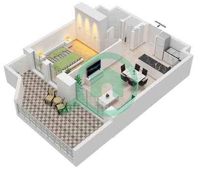 Anbar Residences - Plano de planta de 1 habitación Apartamento Tipo/unidad L / UNIT 18 FLOOR 1 Anbar Residences - Plano de planta de 1 habitación Apartamento Tipo/unidad L / UNIT 18 FLOOR 1
