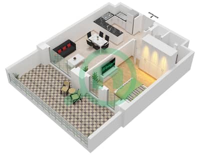 Anbar Residences - Plano de planta de 1 habitación Apartamento Tipo/unidad K / UNIT 6 FLOOR 1 Anbar Residences - Plano de planta de 1 habitación Apartamento Tipo/unidad K / UNIT 6 FLOOR 1