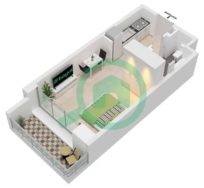 Anbar Residences - Plano de planta de Estudio Apartamento Tipo/unidad E / UNIT 11 FLOOR 1-9 Anbar Residences - Plano de planta de Estudio Apartamento Tipo/unidad E / UNIT 11 FLOOR 1-9