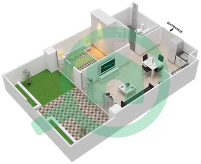 المخططات الطابقية لتصميم النموذج / الوحدة E/1 شقة 1 غرفة نوم - شقق أونا