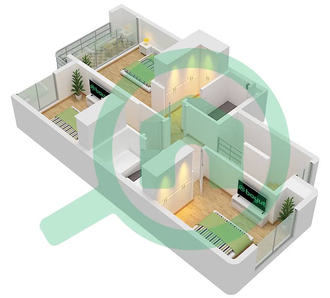 Type Canna A Unit 4 Plex Canna-Th-02,8 Plex Canna-Th-02,04,06 Floor First Nima - Planimetria del piano di 3 Camere Villetta a schiera Tipo/unità CANNA A/UNIT 4 PLEX CANNA Type Canna A Unit 4 Plex Canna-Th-02,8 Plex Canna-Th-02,04,06 Floor First interactive3D