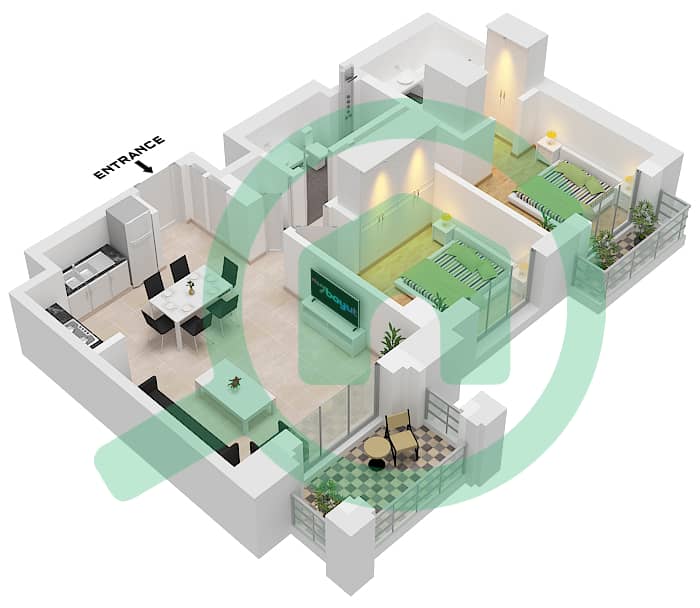 Unit 06 Floor 2,3,4,5,6,7,8 Breeze 3 - 2 Bedroom Apartment Unit 06 FLOOR 2-8 Floor plan Unit 06 Floor 2,3,4,5,6,7,8 interactive3D