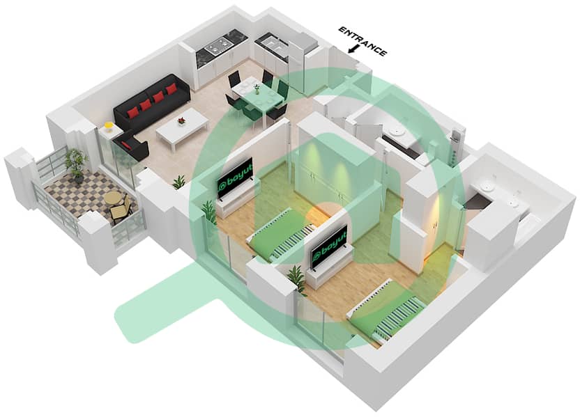 Unti 06 Floor 9 Breeze 3 - 2 Bedroom Apartment Unit 06 FLOOR 9 Floor plan Unti 06 Floor 9 interactive3D