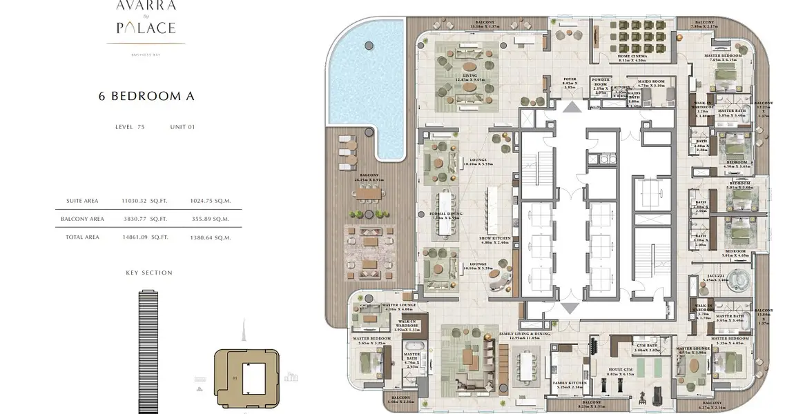 6 BR floor plan